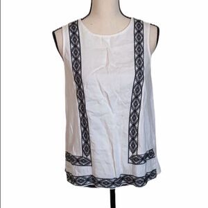 Madewell White Embroidered Sleeveless Tank Top S